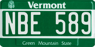 VT license plate NBE589