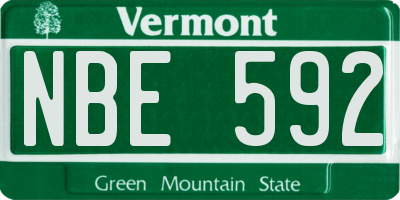 VT license plate NBE592