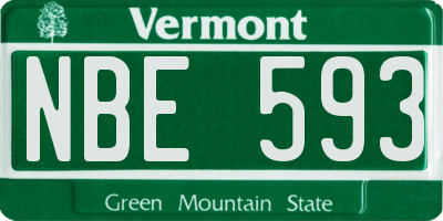 VT license plate NBE593
