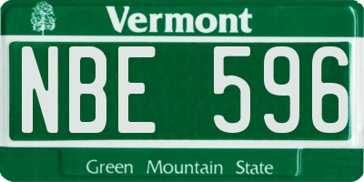 VT license plate NBE596