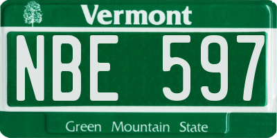 VT license plate NBE597