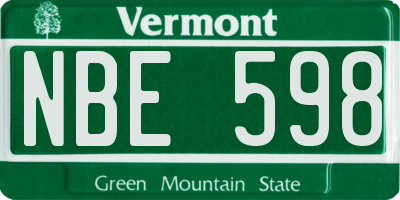 VT license plate NBE598
