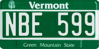 VT license plate NBE599
