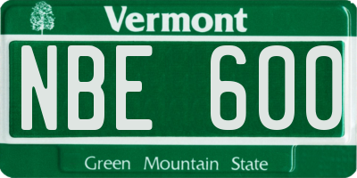 VT license plate NBE600