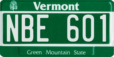 VT license plate NBE601
