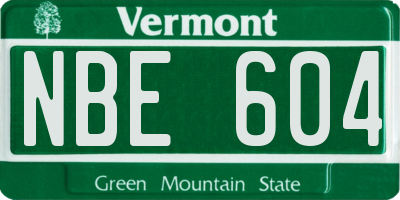 VT license plate NBE604