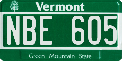 VT license plate NBE605