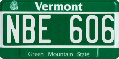 VT license plate NBE606