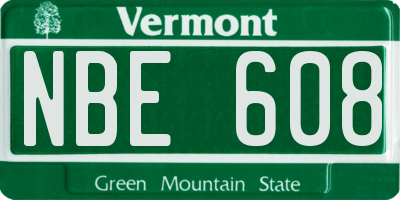 VT license plate NBE608