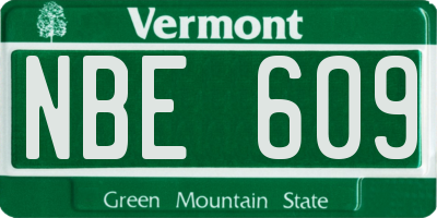 VT license plate NBE609