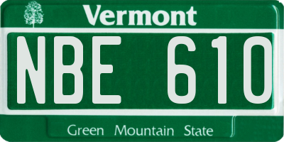VT license plate NBE610