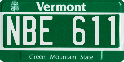 VT license plate NBE611