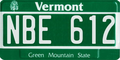 VT license plate NBE612