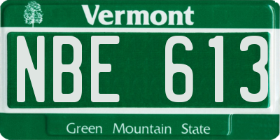 VT license plate NBE613