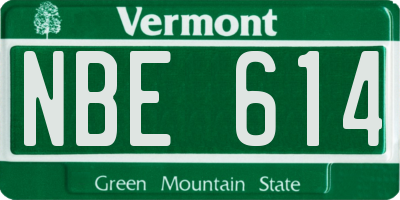 VT license plate NBE614