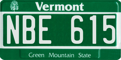 VT license plate NBE615