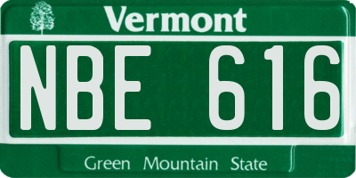 VT license plate NBE616