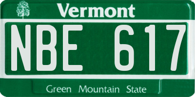 VT license plate NBE617