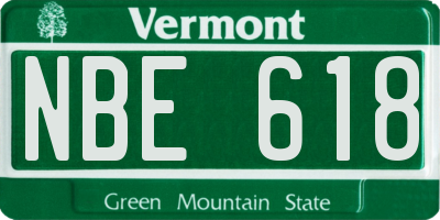 VT license plate NBE618