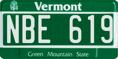VT license plate NBE619
