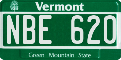 VT license plate NBE620