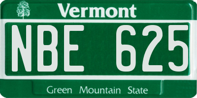 VT license plate NBE625