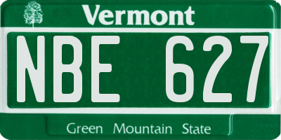 VT license plate NBE627