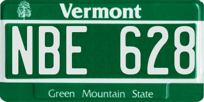 VT license plate NBE628