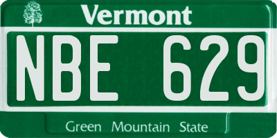 VT license plate NBE629