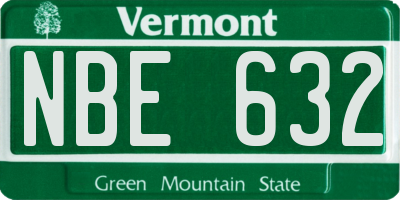 VT license plate NBE632