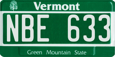 VT license plate NBE633