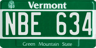 VT license plate NBE634