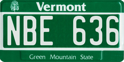 VT license plate NBE636