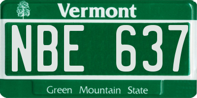 VT license plate NBE637