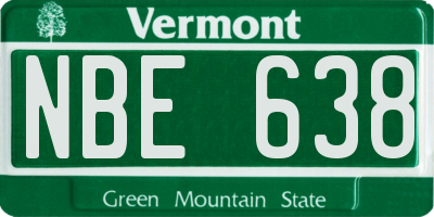 VT license plate NBE638