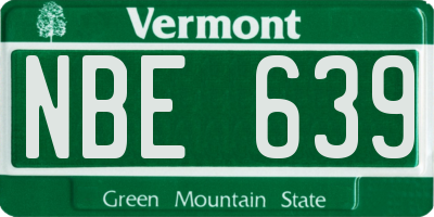 VT license plate NBE639