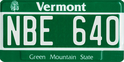 VT license plate NBE640