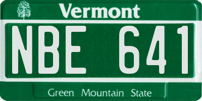 VT license plate NBE641