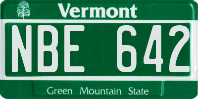 VT license plate NBE642