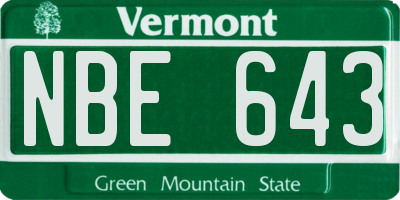 VT license plate NBE643