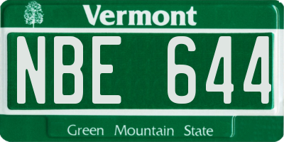VT license plate NBE644