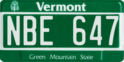 VT license plate NBE647