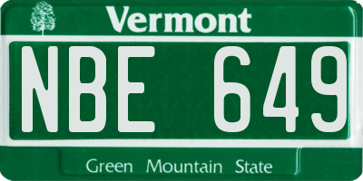 VT license plate NBE649