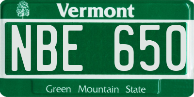 VT license plate NBE650