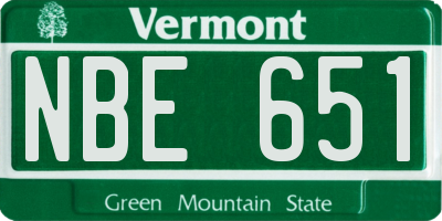 VT license plate NBE651