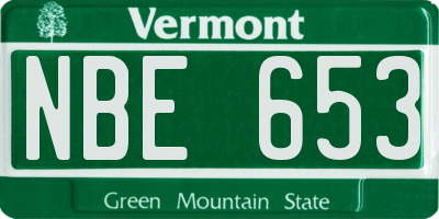 VT license plate NBE653