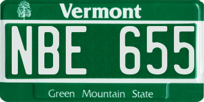 VT license plate NBE655