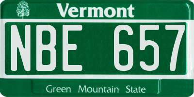VT license plate NBE657