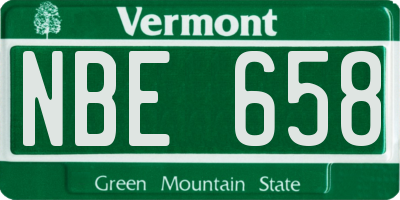 VT license plate NBE658