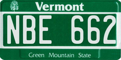 VT license plate NBE662